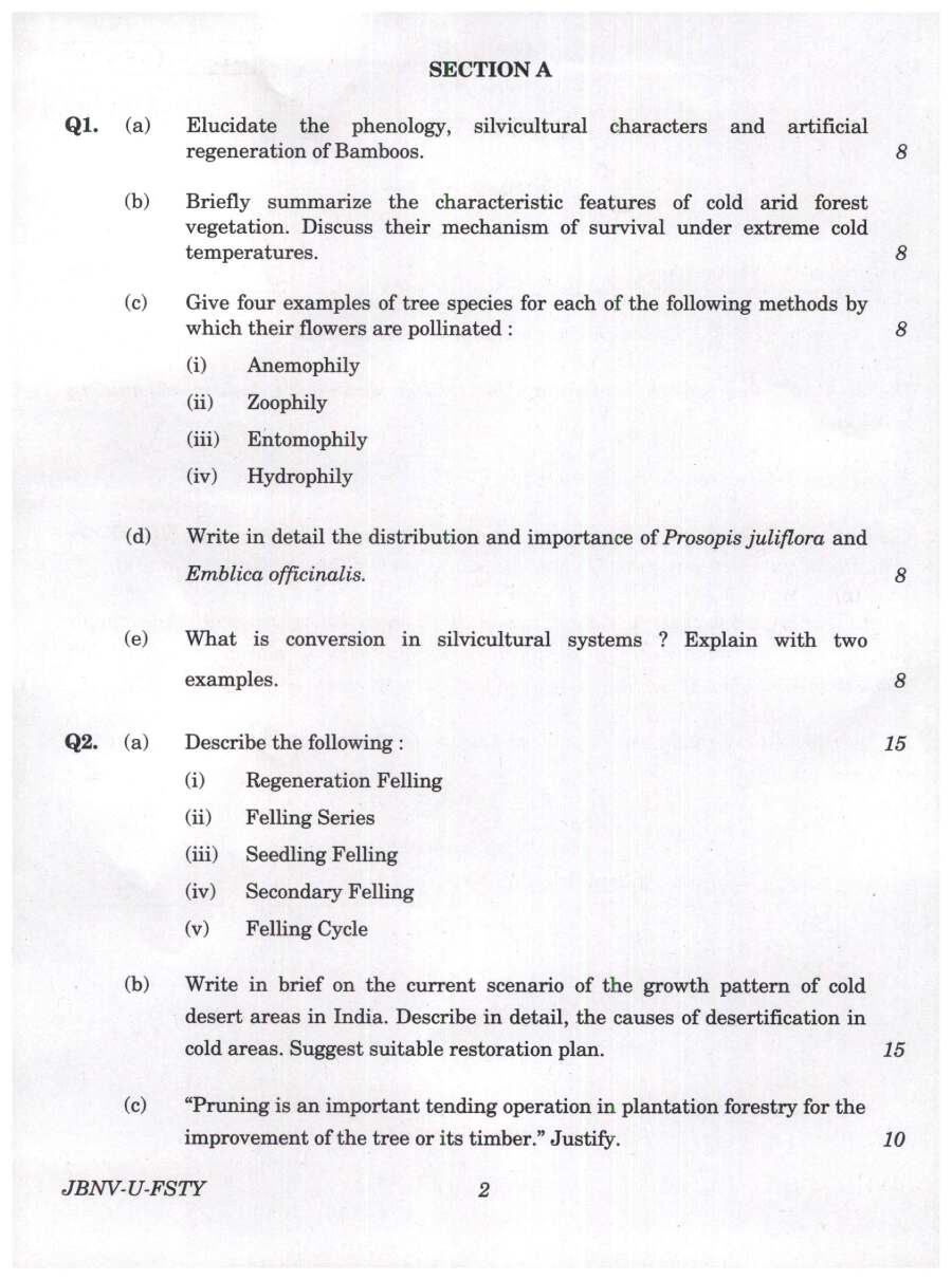 Indian Forest Service Main Examination 2024 Forestry Paper I question paper page 1 instructions scan PDF download