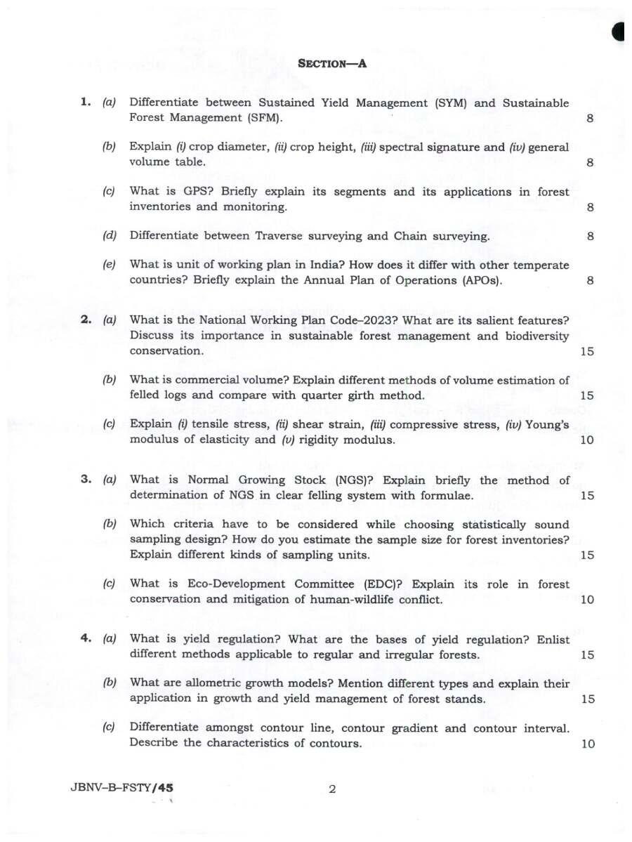Indian Forest Service Main Examination 2024 Forestry Paper II page 1 instructions scan PDF download