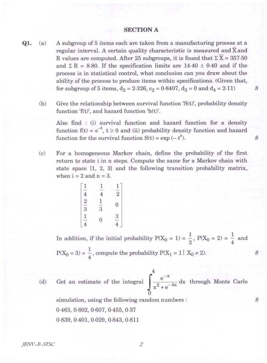 Indian Forest Service Main 2024 Statistics Paper II question paper page 1 instructions scan PDF download