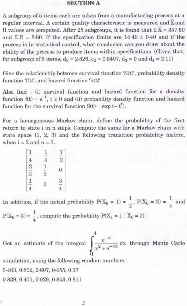 Indian Forest Service Main 2024 Statistics Paper II question paper page 1 instructions scan PDF download