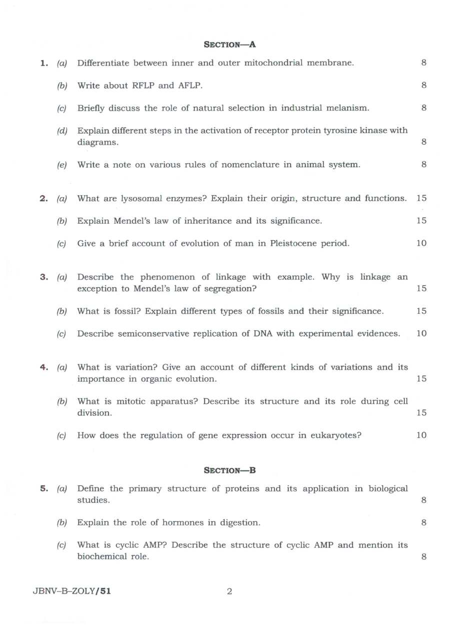 Indian Forest Service Main Examination 2024 Zoology Paper II page 1 scan showing important instructions for candidates. UPSC IFS Mains exam paper PDF.