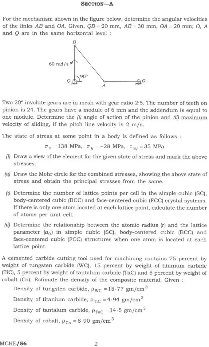 Indian Forest Service Main 2025 Mechanical Engineering Paper I question paper page 1 instructions scan PDF download