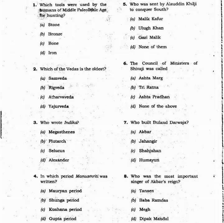 Jharkhand 4th Combined Civil Services PT Exam 2011 Indian History Question Paper — page 1 instructions scan PDF download