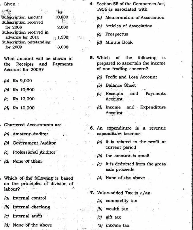 Jharkhand PSC 4th Combined Civil Services PT Exam 2011 Commerce Question Paper — page 1 instructions scan PDF download