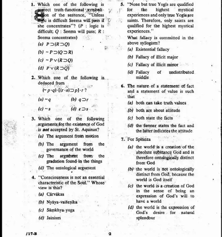 4th Combined Civil Services PT Exam 2011 Philosophy Question Paper — page 1 instructions scan PDF download