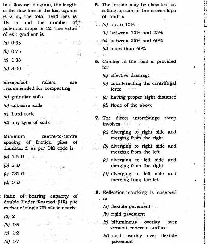 JPSC 4th Combined Civil Services PT 2011 Civil Engineering Question Paper — page 1 instructions scan PDF download