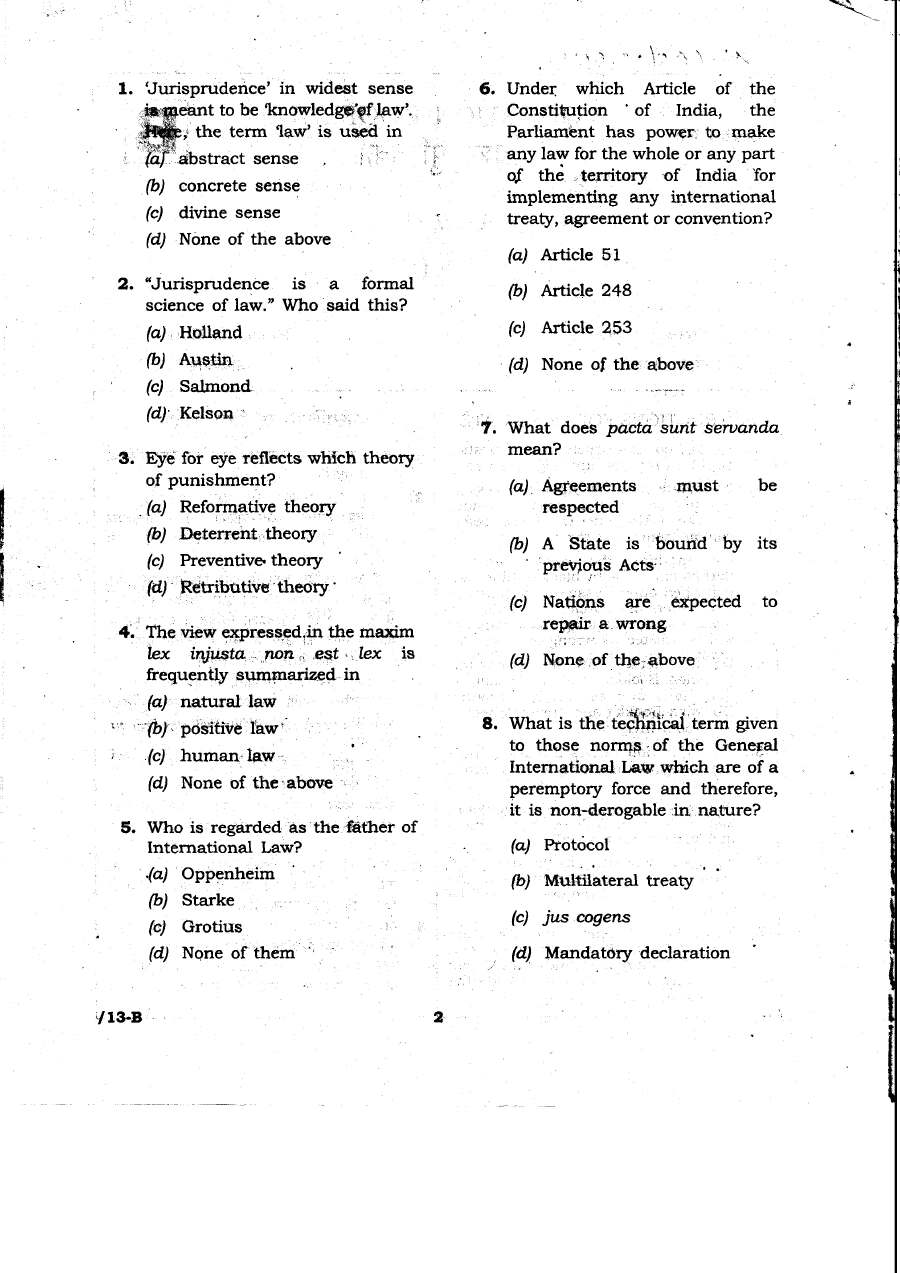 JPSC 4th Combined Civil Services PT 2011 Law question paper page 1 instructions scan PDF download. Includes exam header, serial number, subject, time, marks, and candidate instructions in English and Hindi.