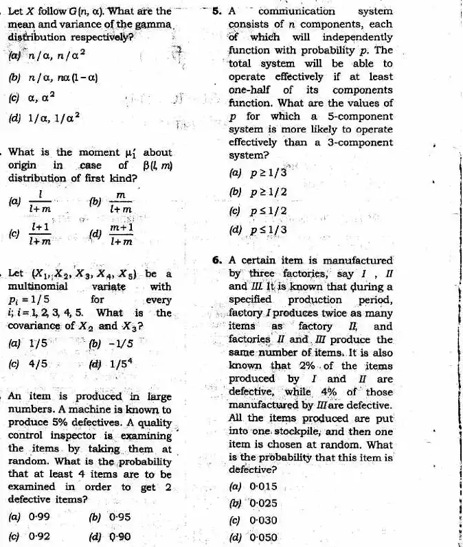 JPSC 4th Combined Civil Services PT 2011 Statistics question paper page 1 instructions scan PDF download