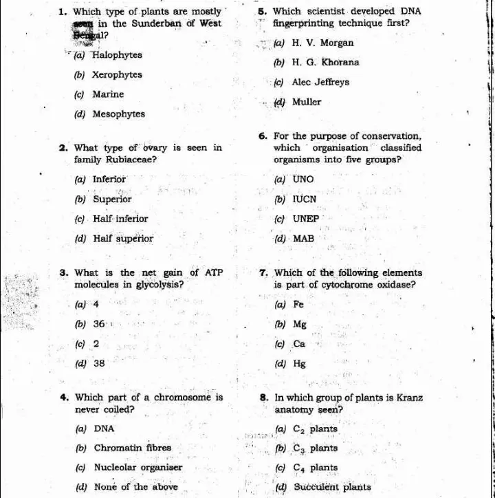JPSC 4th Combined Civil Services PT 2011 Botany question paper page 1 instructions scan PDF download