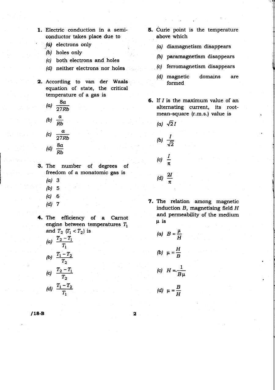 JPSC 4th Combined Civil Services PT Exam 2011 Physics question paper page 1 instructions scan PDF download