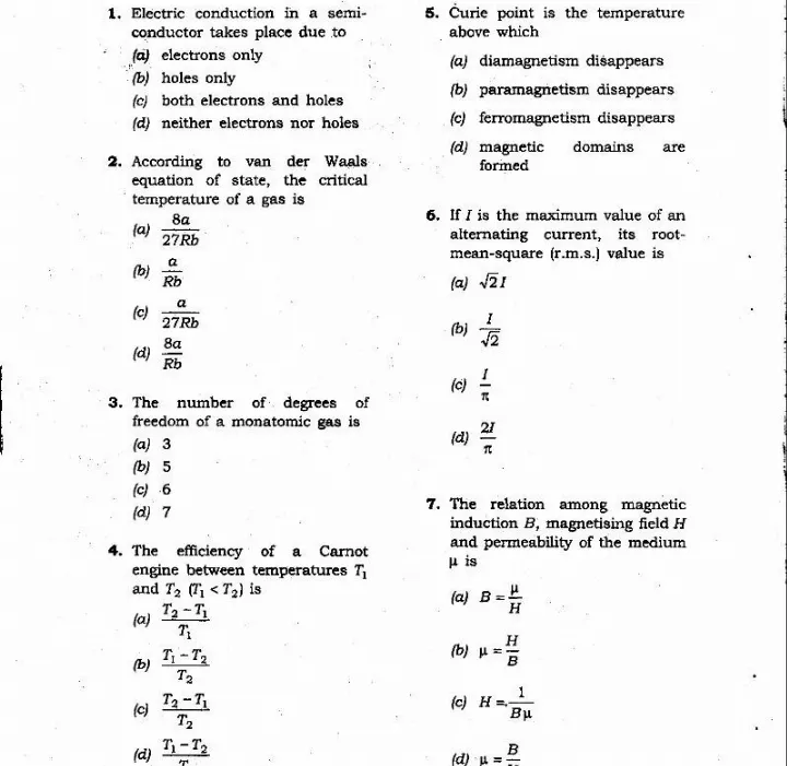 JPSC 4th Combined Civil Services PT Exam 2011 Physics question paper page 1 instructions scan PDF download