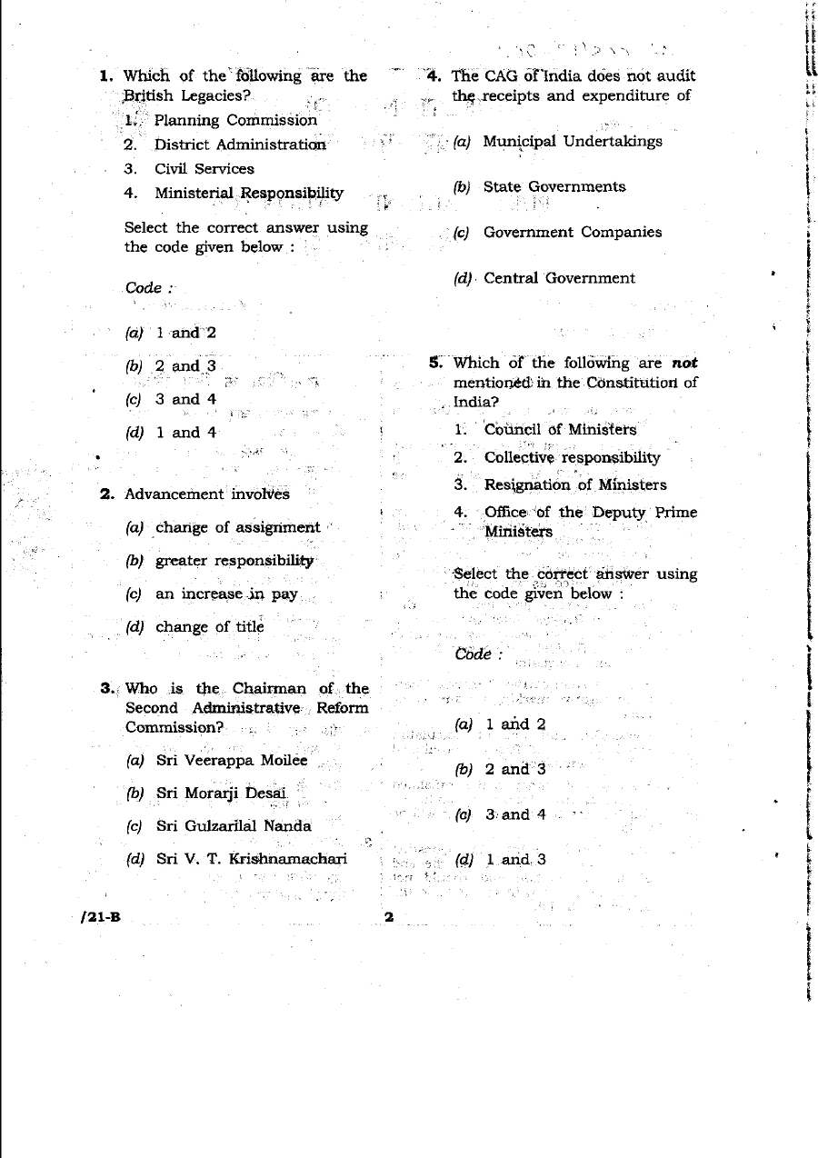 JPSC 4th Combined Civil Services PT 2011 Public Administration question paper page 1 instructions scan PDF download
