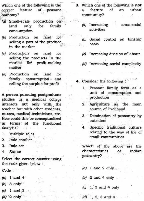 JPSC 4th Combined Civil Services (PT) Exam 2011 Sociology question paper page 1 instructions scan PDF download. Includes exam name, paper code, time, marks, and candidate instructions in Hindi and English.