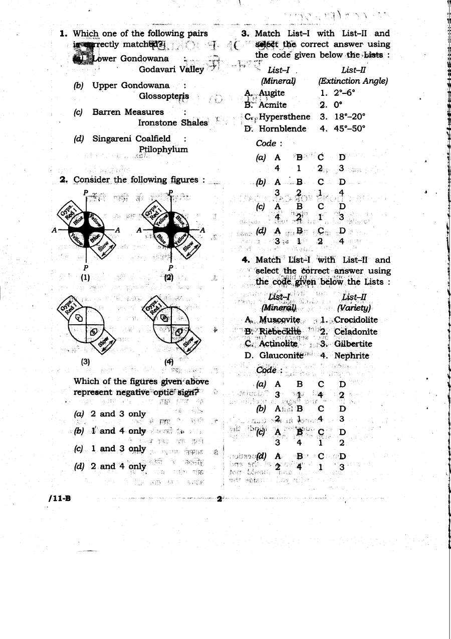 JPSC 4th Combined Civil Services PT Exam Geology question paper page 1 instructions scan PDF download