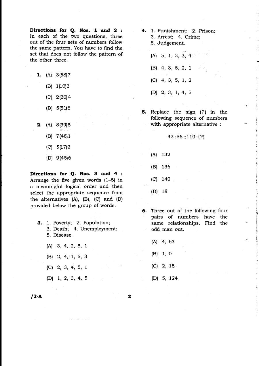JPSC 5th CCS PT 2014 General Studies-II question paper page 1 instructions scan PDF download