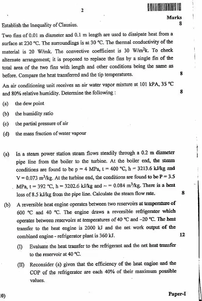 JPSC AE Mechanical Engineering Paper-I 2023 question paper page 1 instructions scan PDF download
