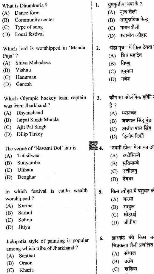 JPSC Assistant Director Agriculture 2015 General Knowledge question paper page 1 instructions scan PDF download