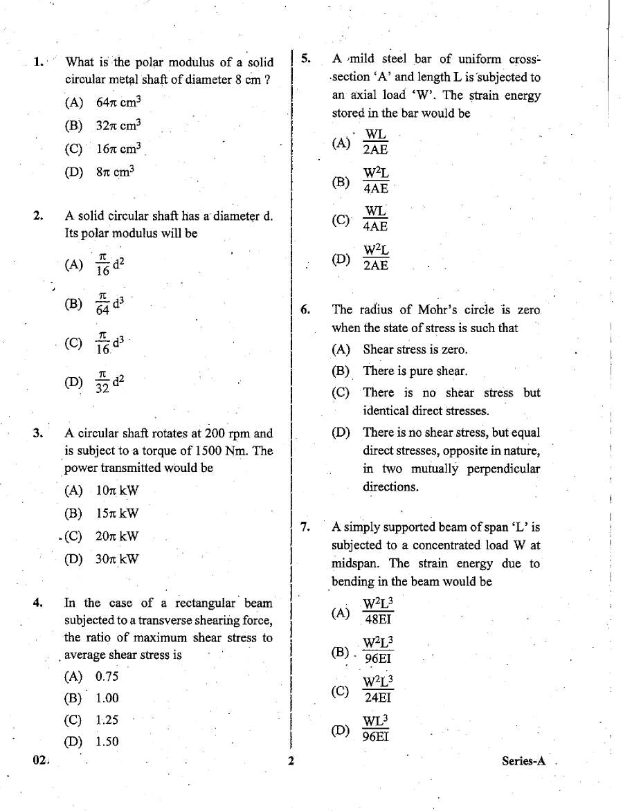 JPSC Assistant Engineer Civil Engineering Paper I 2023 question paper page 1 instructions scan PDF download
