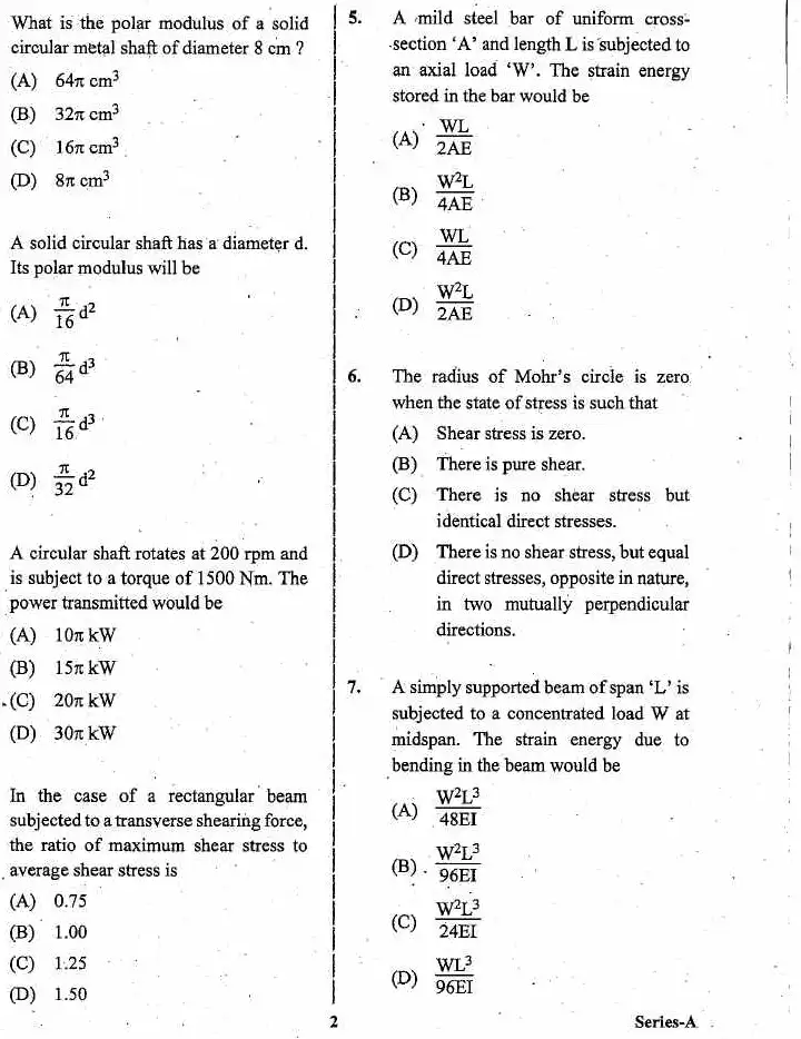 JPSC Assistant Engineer Civil Engineering Paper I 2023 question paper page 1 instructions scan PDF download