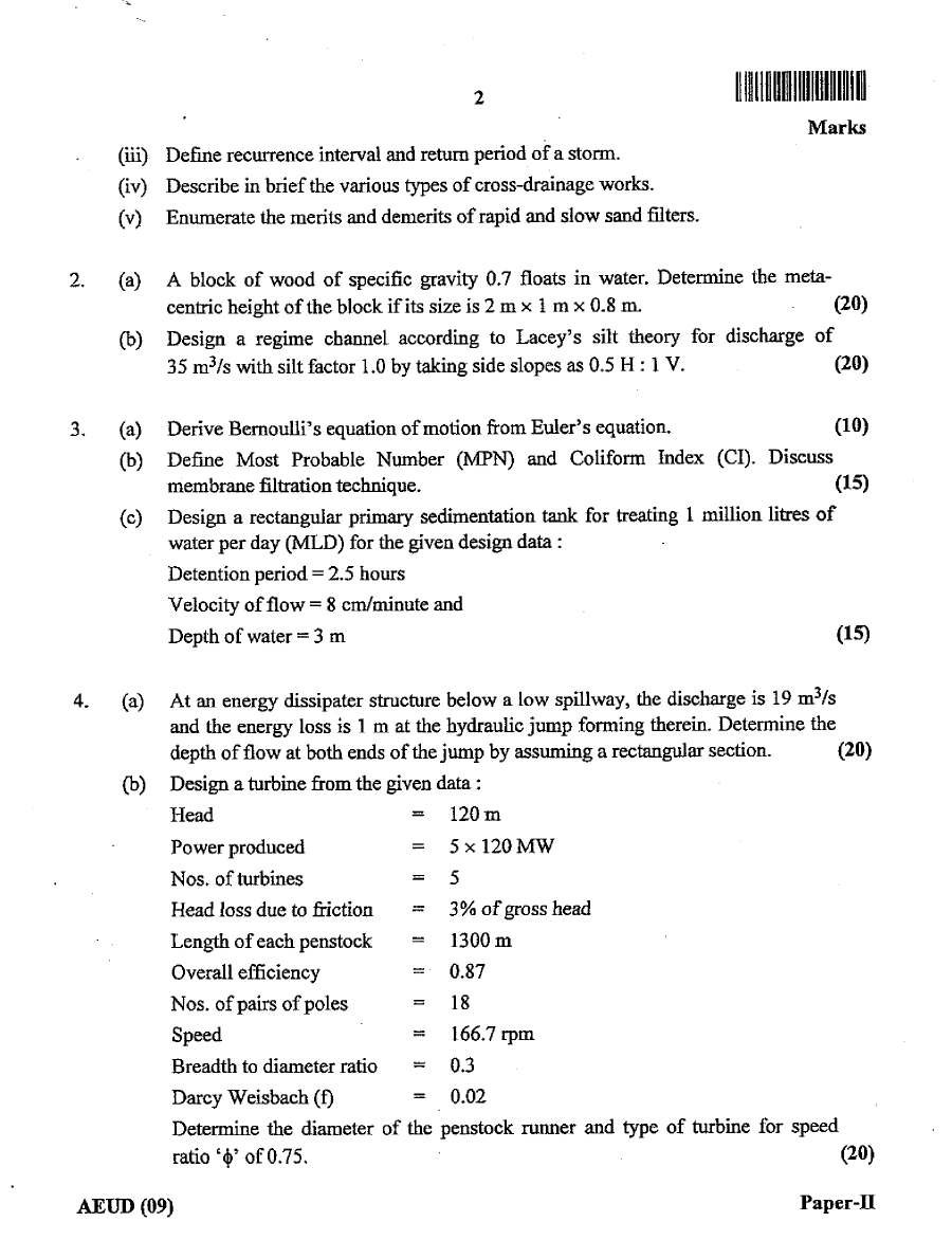 JPSC AE Civil Engineering Paper II 2023 question paper page 1 instructions scan PDF download