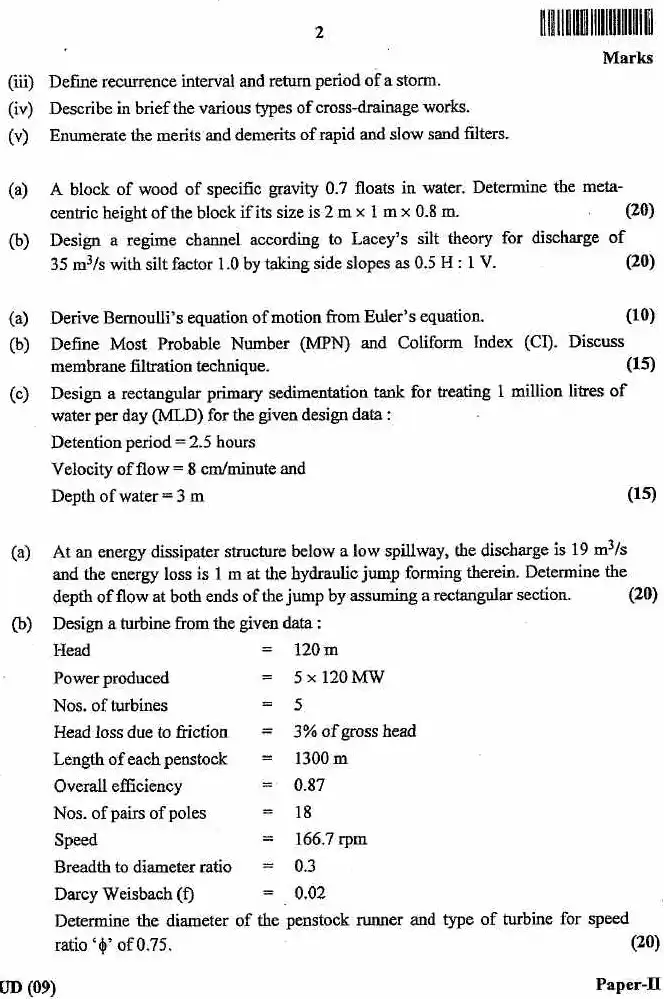 JPSC Assistant Engineer Civil Engineering Paper II 2023 question paper page 1 instructions scan PDF download. Includes exam details and candidate instructions.