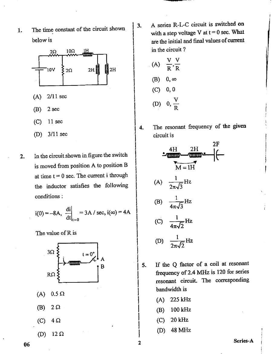 JPSC Assistant Engineer Electrical Engineering Paper I 06 question paper page 1 instructions scan PDF download