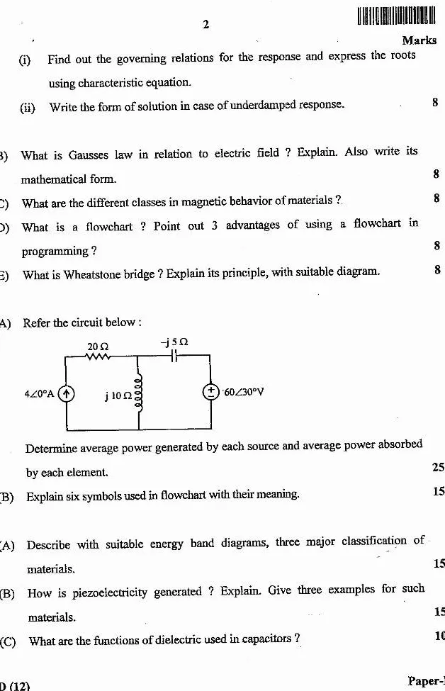 JPSC AE Electrical Engineering Paper-I question paper page 1 scan showing exam header and instructions. PDF download available.