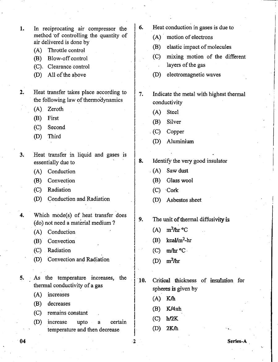JPSC Assistant Engineer Mechanical Engineering Paper 1 question paper page 1 instructions scan PDF download