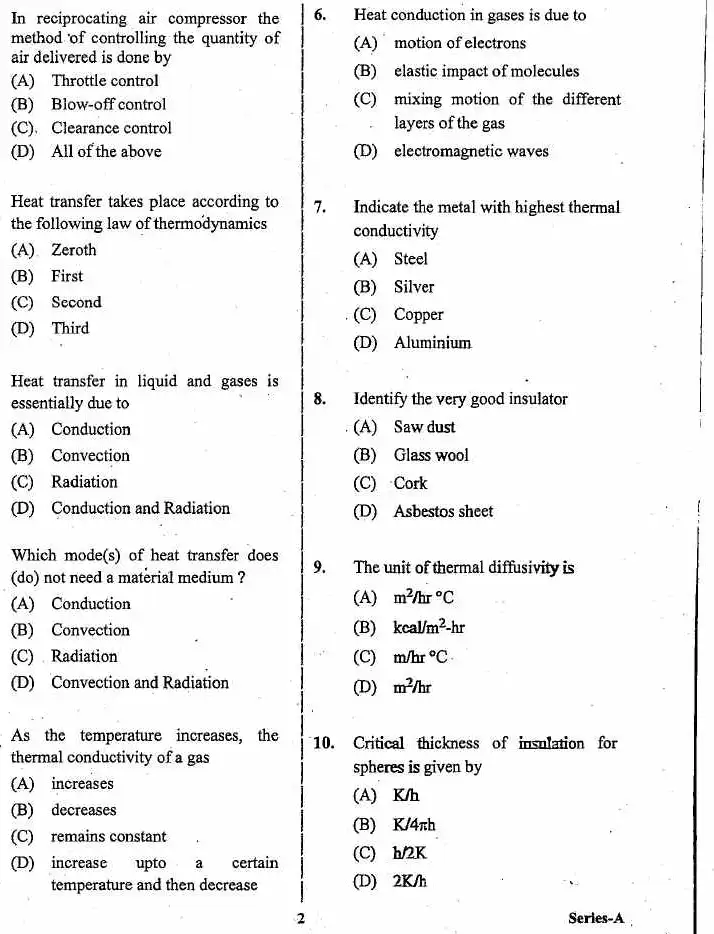 JPSC Assistant Engineer Mechanical Engineering Paper 1 question paper page 1 instructions scan PDF download