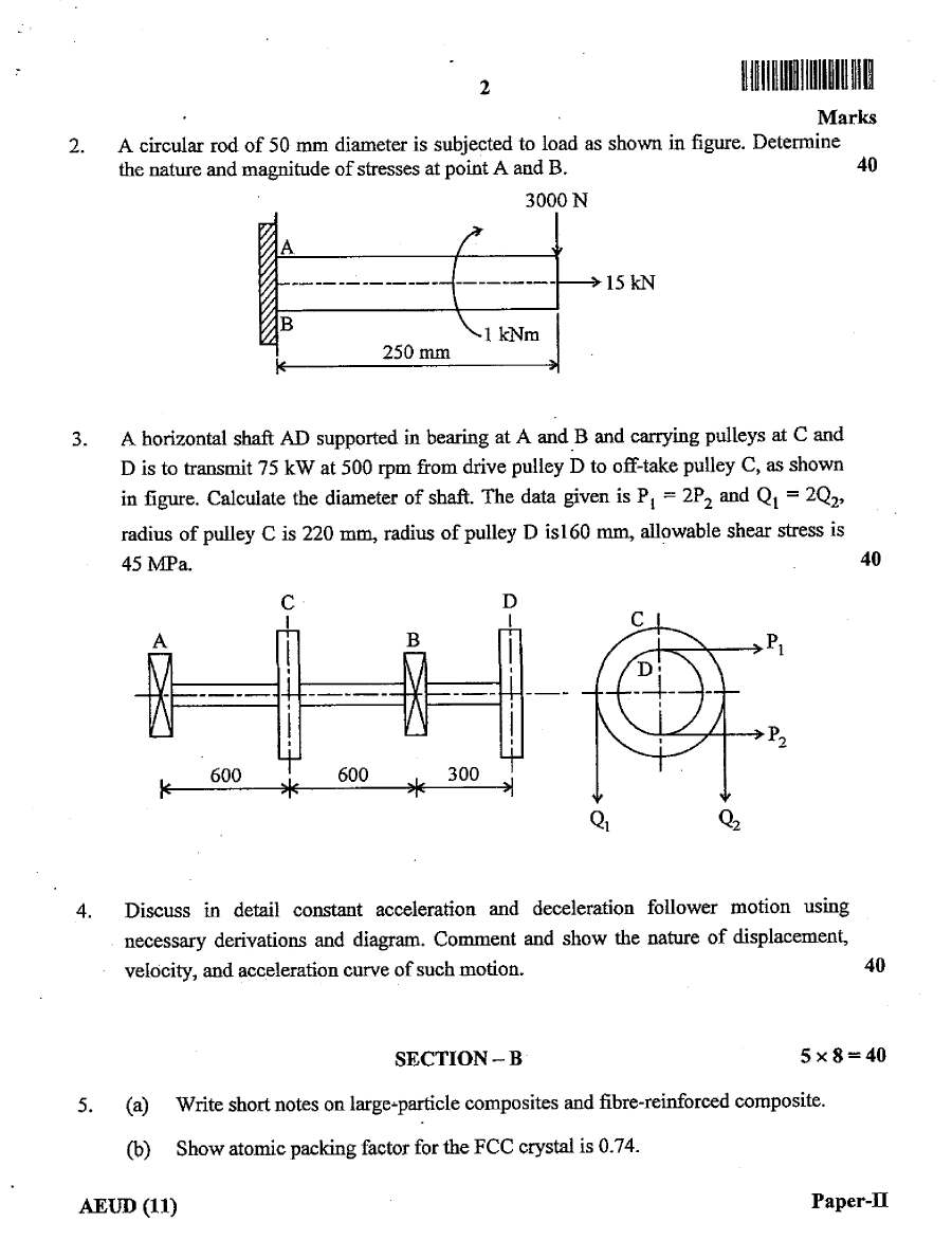 JPSC Assistant Engineer Mechanical Engineering Paper II question paper page 1 instructions scan PDF download