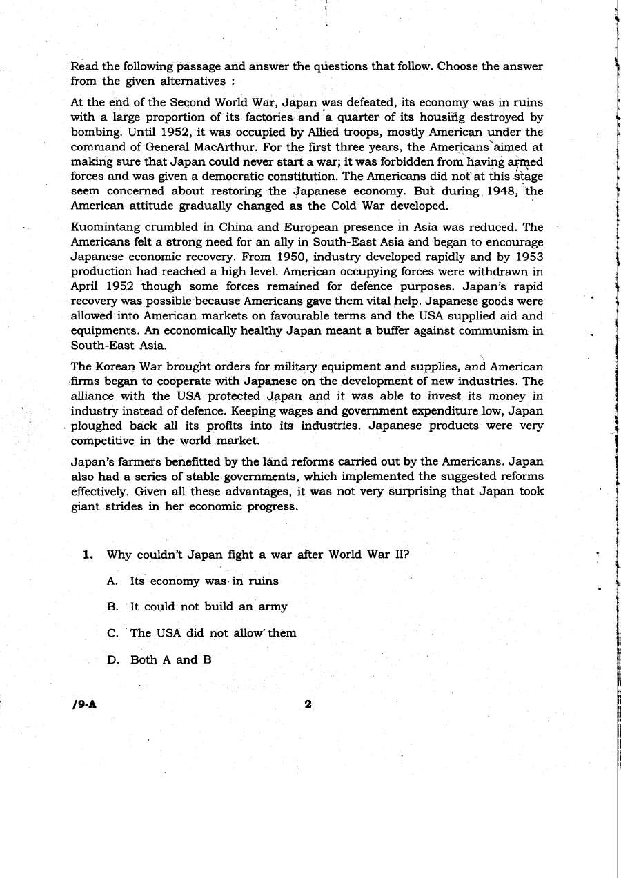 JPSC Assistant & Personal Assistant Exam 2012 General English question paper page 1 instructions scan PDF download