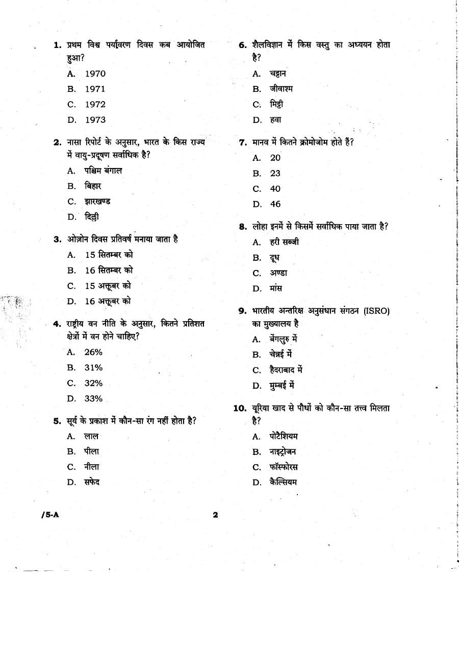 JPSC Assistant & Personal Assistant Exam 2012 General Studies question paper page 1 instructions scan PDF download