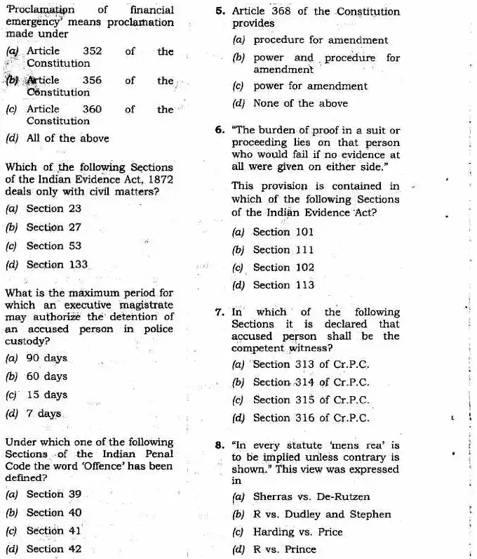 JPSC Assistant Public Prosecutor PT Exam 2012 Law question paper page 1 instructions and exam header scan PDF download