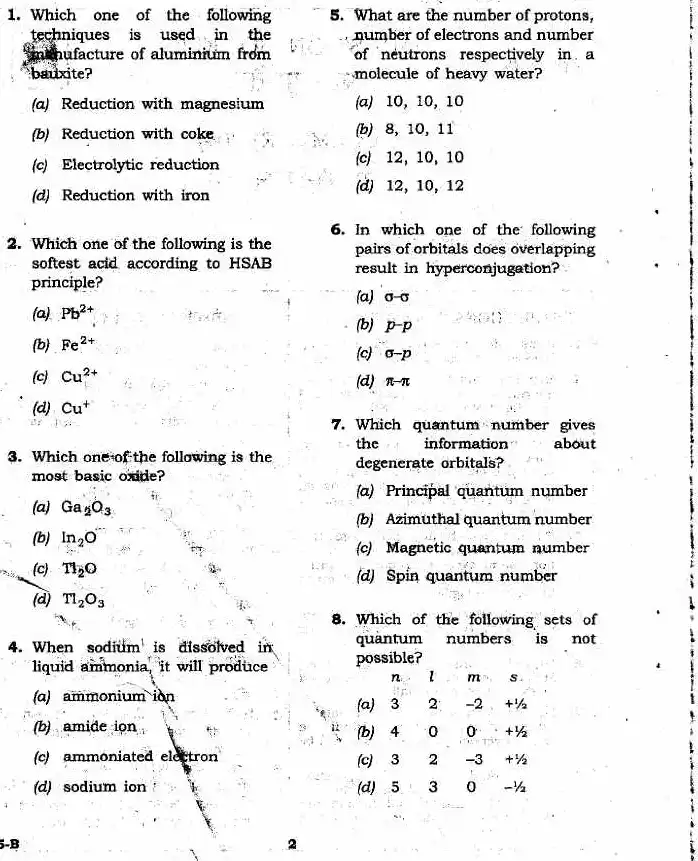 JPSC Chemistry (04) PT Exam 2011 question paper page 1 instructions scan PDF download