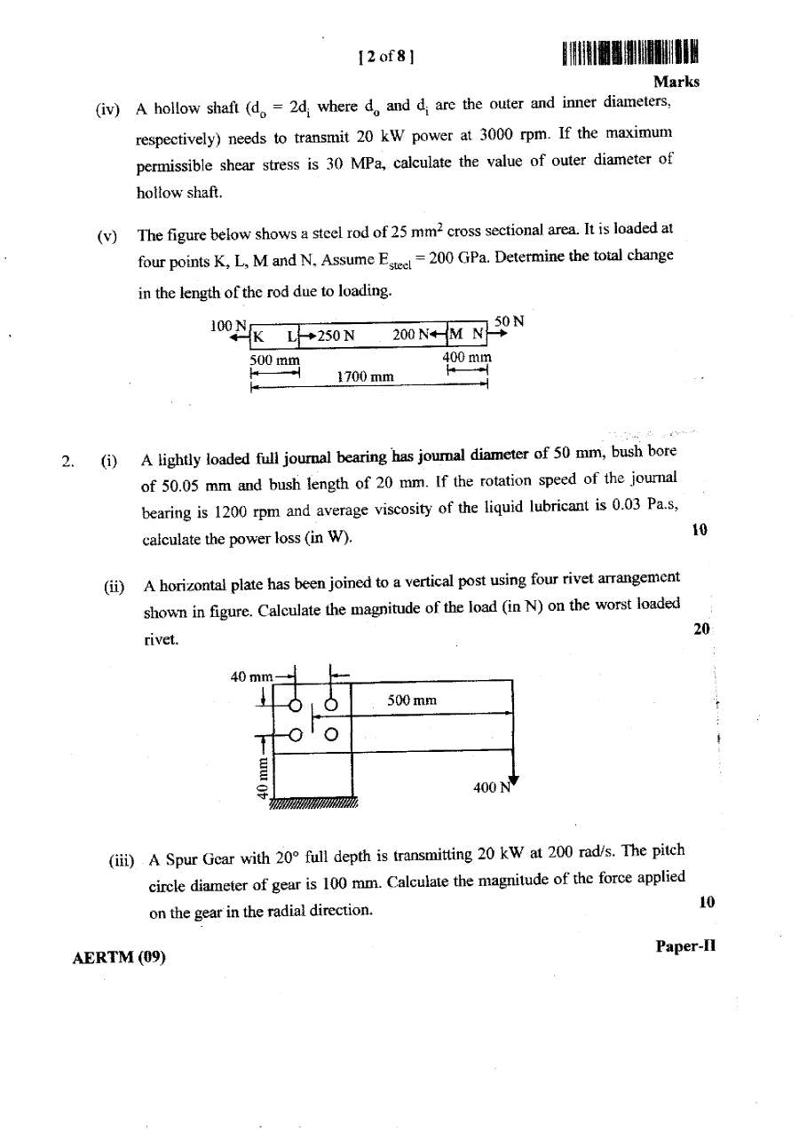 JPSC AE Mechanical Engineering Paper II Subjective 2019 question paper page 1 instructions scan PDF download