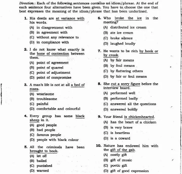 JPSC Combined Assistant Engineers 2013 General English question paper page 1 instructions scan PDF download