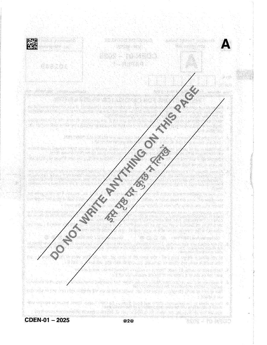 JPSC Dental Doctors (Regular) Paper-I 2025 question paper page 1 scan showing exam instructions, booklet number CDEN-01-2025, maximum marks 100, time 2 hours. PDF download.