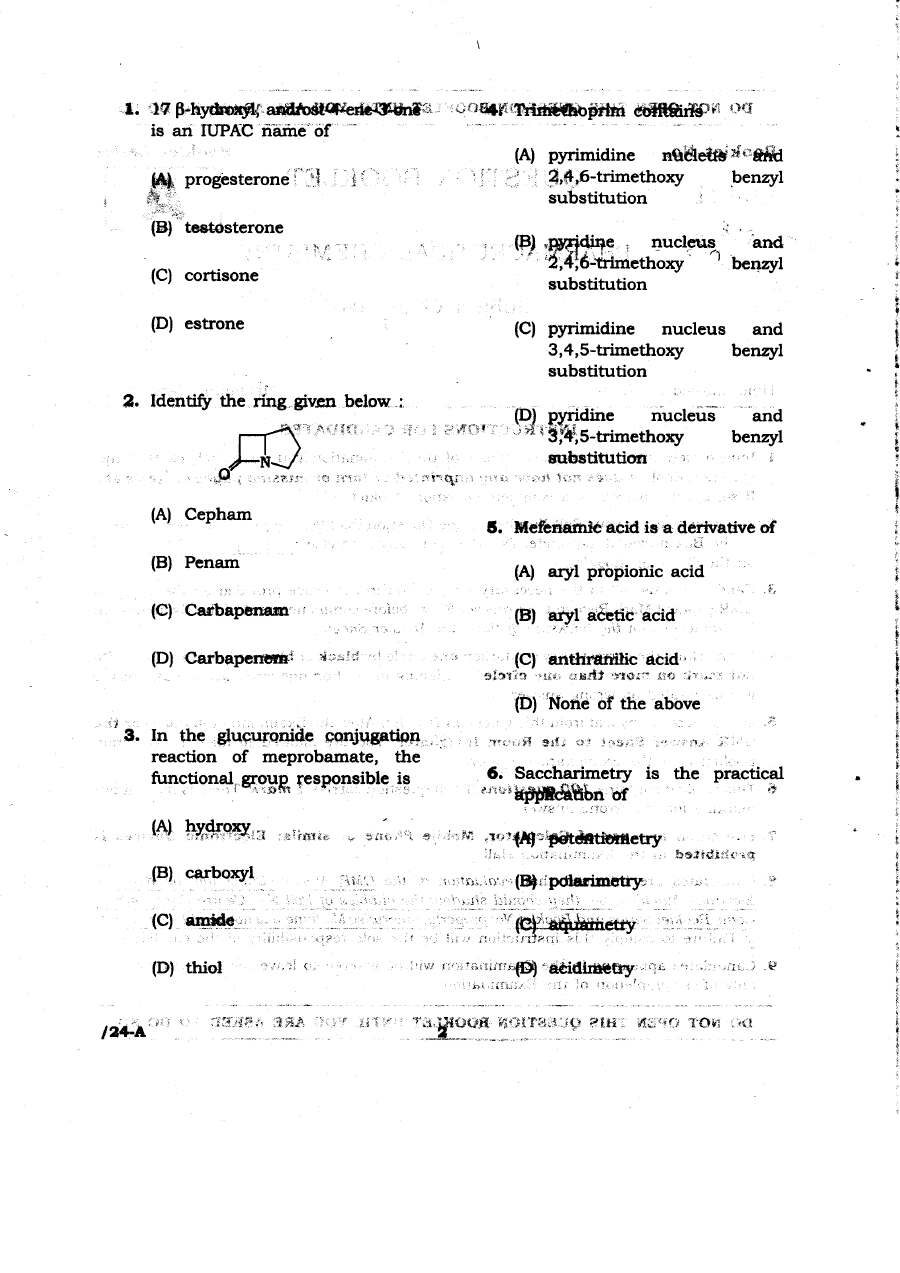 JPSC Drug Inspector 2013 Pharmaceutical Chemistry question paper page 1 instructions scan PDF download