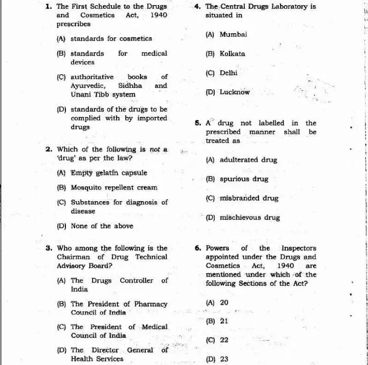 JPSC Drug Inspector Recruitment Exam 2013 question paper page 1 instructions scan PDF download. Includes exam header, booklet series, and candidate instructions.