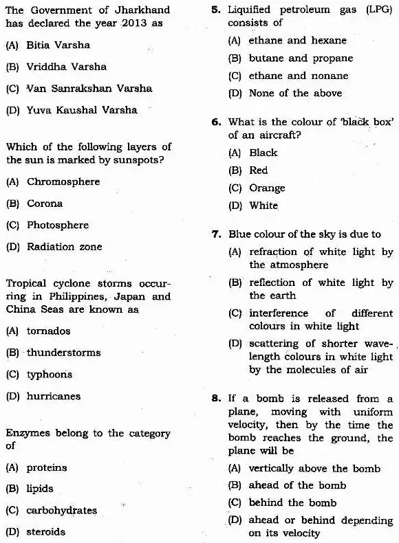 JPSC Geologist Recruitment Exam 2013 General Knowledge question paper page 1 instructions scan PDF download
