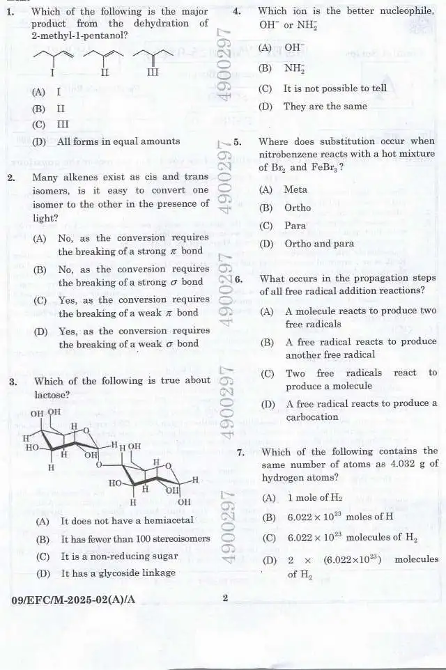 Junior Laboratory Assistant Science Paper II question paper page 1 instructions scan PDF download BPSC Bihar State Pollution Control Board
