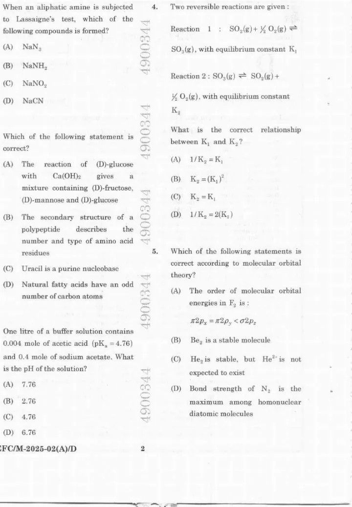 BPSC Junior Laboratory Assistant Science Paper II question paper page 1 instructions scan PDF download