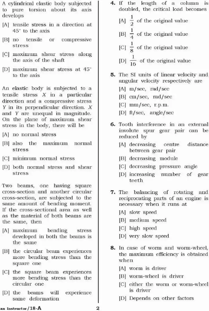Lecturer Foreman Instructor Exam 2021 – Question Paper — page 1 instructions scan PDF download