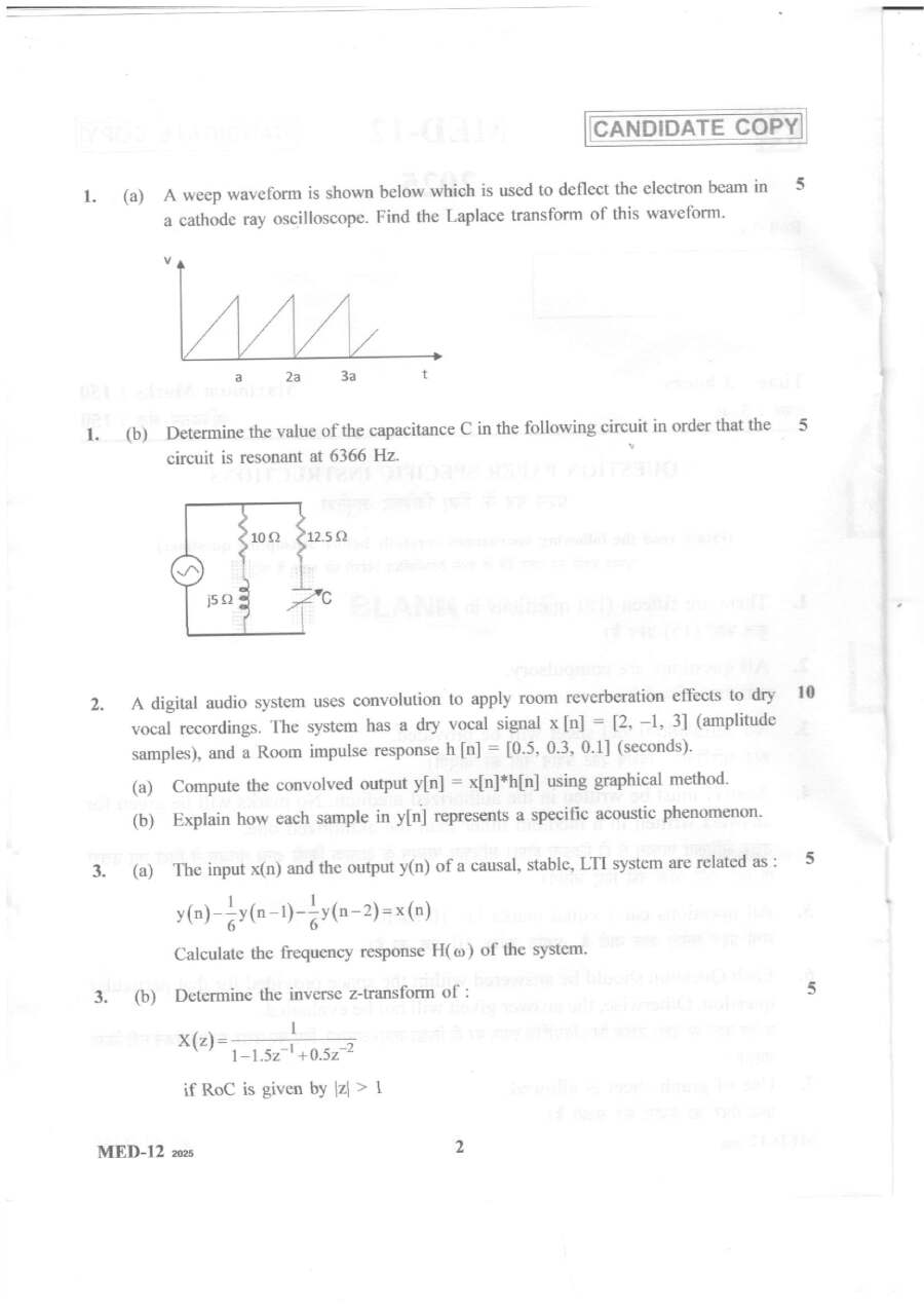 Lecturer in Medical Electronics MED-12 (2025) Haryana — page 1 instructions scan PDF download