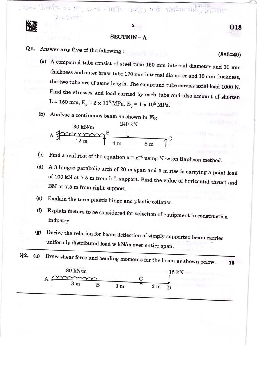 Maharashtra CE Main 2023 Paper I - Civil Engg Q&S — page 1 instructions scan PDF download
