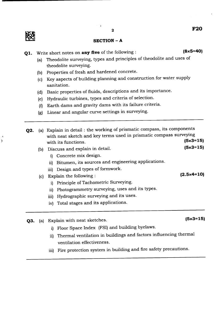 Civil Engineering Paper II (Main) 2024 – Maharashtra CE — page 1 instructions scan PDF download
