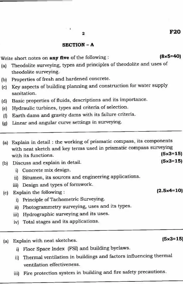 Civil Engineering Paper II (Main) 2024 – Maharashtra CE — page 1 instructions scan PDF download