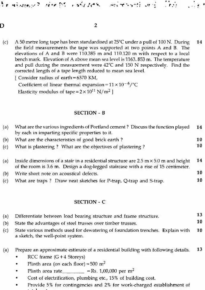 MPSC Civil Engineering Services 2009 Paper II Previous Year Question Paper — page 1 instructions scan PDF download