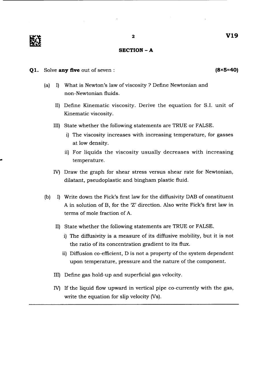 Maharashtra Forest Service Main Exam 2024 - Chemical Engineering — page 1 instructions scan PDF download