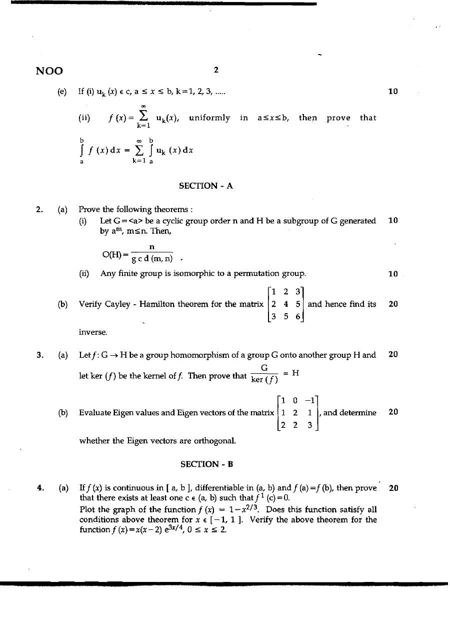 MFS Maths Optional 2012 Question Paper (Main) — page 1 instructions scan PDF download